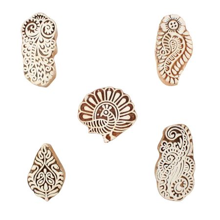 Set of 5 Piece New Mix Wooden Printing Blocks